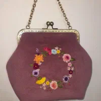 کیف دست دوز دهانه فلزی گلدوزی