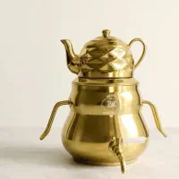 کتری قوری استیل طلایی کف چدن ضمانت دار