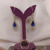 گوشواره نقره ملیله کاری اصفهان  نگین آبی کد ۶۱۱|جواهرات|اصفهان, مولوی|دیوار