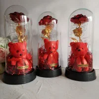 گل و خرس چراغدار هدیه ولنتاین کادو