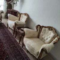 مبلمان استیل ۷ نفره به دوتا عسلی و میز وسط ویترین|مبلمان خانگی و میز عسلی|تهران, ازگل|دیوار
