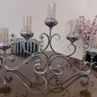 شمعدان ۵ شاخه استیل جفت