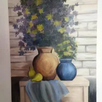 نقاشی رنگ روغن طرح گل|تابلو، نقاشی، عکس|خرمآباد, |دیوار