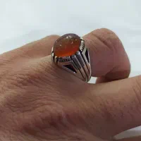 انگشتر عقیق خطی قدیمی