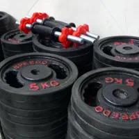 پکیج وزنه فلزی +دسته دمبل+میله هالتر|تجهیزات ورزشی|تهران, افسریه شمالی|دیوار