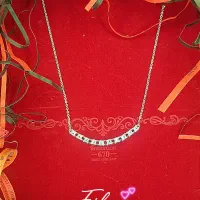 زنجیر پلاک متصل رنگ ثابت نگینی/تخفیف ویژه/افسریه