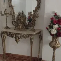 آینه و شمعدان برنز در حد نو