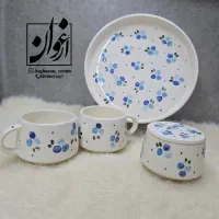 سرویس چای‌خوری دو نفره سرامیکی دست‌ساز
