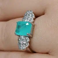 انگشتر جواهر زمرد دابلت/ نقره / روز مادر / زن/هدیه