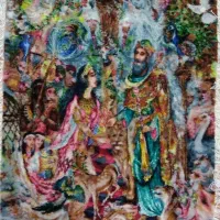 تابلو فرش دستبافت حضرت سلیمان و ملکه صبا