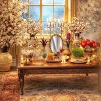 دکور نوروزی آتلیه عکس مثبت کودک خانواده