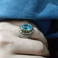 انگشتر نقره توپاز اصلی سوئیسی