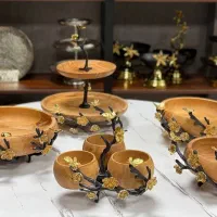 سرویس چوبی پنج تکه چوب راش صادراتی پایه آلومینیوم