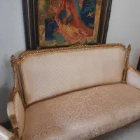 مبلمان استیل طلایی همراه با میز جلو مبلی|مبلمان خانگی و میز عسلی|آمل, |دیوار