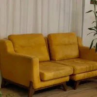 کاناپه تخت خواب شو + دو عدد مبل تکی و میز