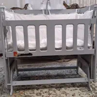 تخت نوزاد،تخت کنار مادر گهواره ای طوسی