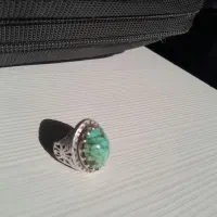 انگشتر فیروزه  و یاقوت طبیعی و در مودار طلایی