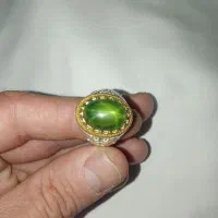 انگشتر یاقوت استار سبزکمیاب وشجر سوزنی