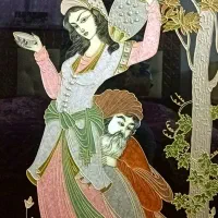 تابلوی ویترای مینیاتور با قاب چوبی