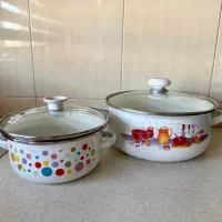 دوعدد قابلمه لعابی سفید قدیمی