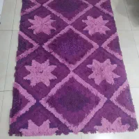 فرش فانتزی بنفش و قهوه‌ای گرد