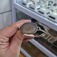 دستبند نقره دست‌ساز با سنگ عقیق معدنی حکاکی یاعلی