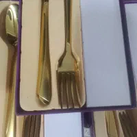 قاشق وچنگال طلایی کاردوچنگال میوه خوری طلایی