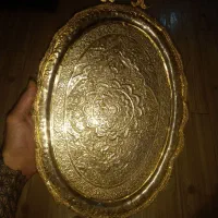 ظروف قدیمی کلکسیونی سینی قلم زنی قندان