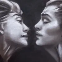 تابلو سیاه قلم عاشقانه