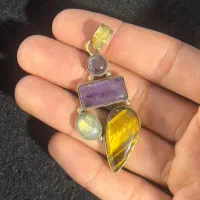 آویز برنج رنگ ثابت با سنگ های طبیعی