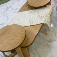 میز عسلی سه‌تکه چوبی طراحی خاص و مدرن