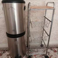 سطل برنج وسطل زباله استیل وجا سیب زمینی پیاز استیل