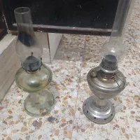 چراغ گرد سوز قدیمی برنجی و شیشه ای