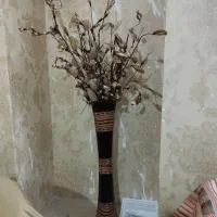 گلدان آفریقایی چوب کار دست با گل