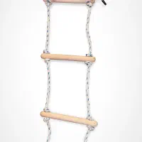 نردبان طنابی با پله های چوبی