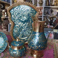 سماوربرنجی ذغالی قلم تراش فیروزه ای ومشکی نانوضخیم|سماور، چای‌ساز، قهوه‌ساز|مشهد, چهارباغ|دیوار