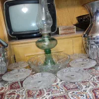 ظرف جام هفت سین کریستال قدیمی زیبا عتیقه آمریکایی