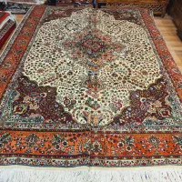 جفت قالی ۶متری دستباف کرم پیازی آذرشهر