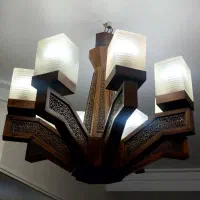 لوستر چوبی ۸ شاخه ۲ دیوار کوب