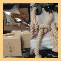 سه عد لامپ ستاره  فانتزی با سرپیج و طناب کنفی