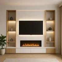 تولید کننده انواع شومینه برقی و گازی|بخاری، هیتر، شومینه|قائم‌شهر, |دیوار