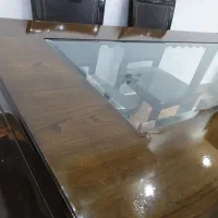میز نهار خوری شیش نفره تمام چوب صفحه شیشه