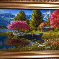 تابلوفرش دستبافت/تابلو فرش منظره جنگل سه بعدی