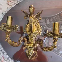 لوستر دیواری دو شعله طرح فرشته برنزی