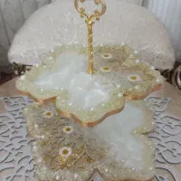 شیرینی خوری دو طبقه رزینی سایز ۲۰و ۲۵