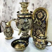ست سماور زغالی قلم خورده و میوه خوری