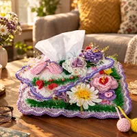 جای دستمال کاغذی بافتنی عروس