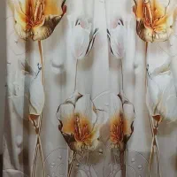 پرده پانچی طرح گل|پرده، رانر، رومیزی|قرچک, زیبا شهر|دیوار