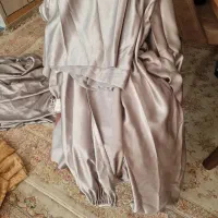 پرده ساتن نقره ای طوسی
