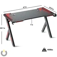 میز گیمینگ سطح کربنی و پایه فلزی با چراغ LED RGB|میز تحریر و کامپیوتر|قائم‌شهر, |دیوار